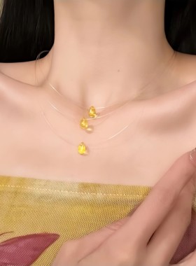 【盛夏琥珀】简约气质黄色水滴项