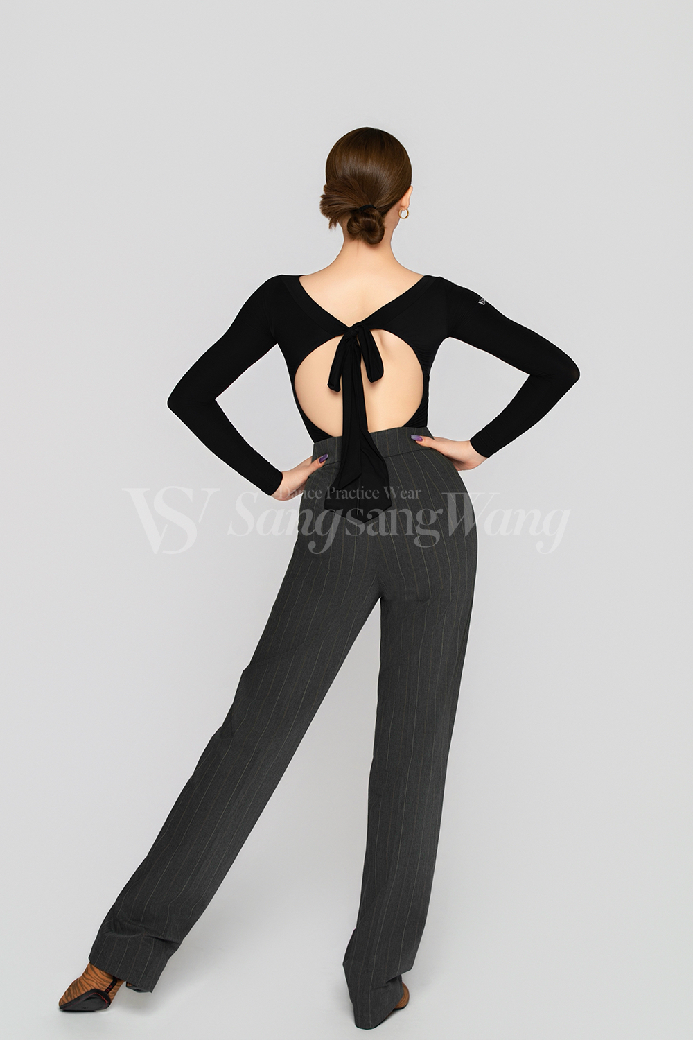 sswang舞服女士拉丁舞桑老师秋冬显瘦高腰西裤教师服集训穿搭女裤 - 图2