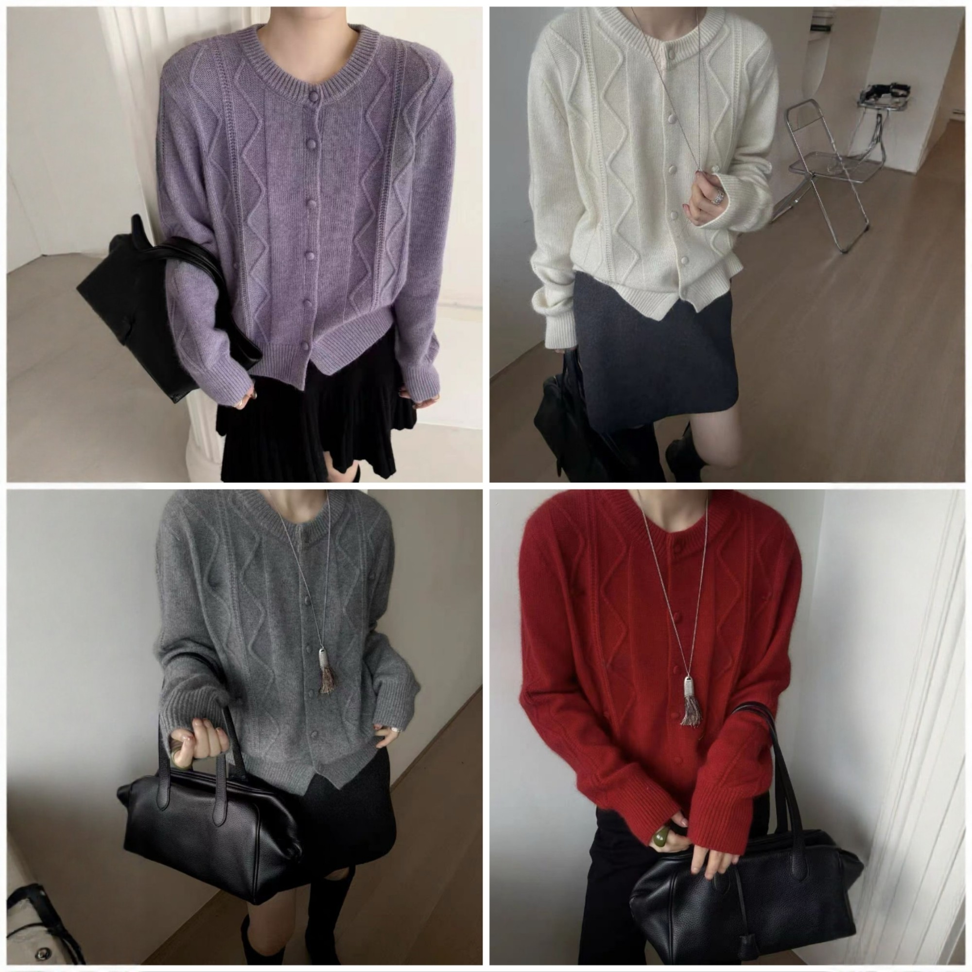 2025秋冬新款韩版宽松圆领单排扣浣熊羊毛针织开衫女毛衣外套上衣,淘宝优惠券,粉丝福利购,淘宝优惠卷