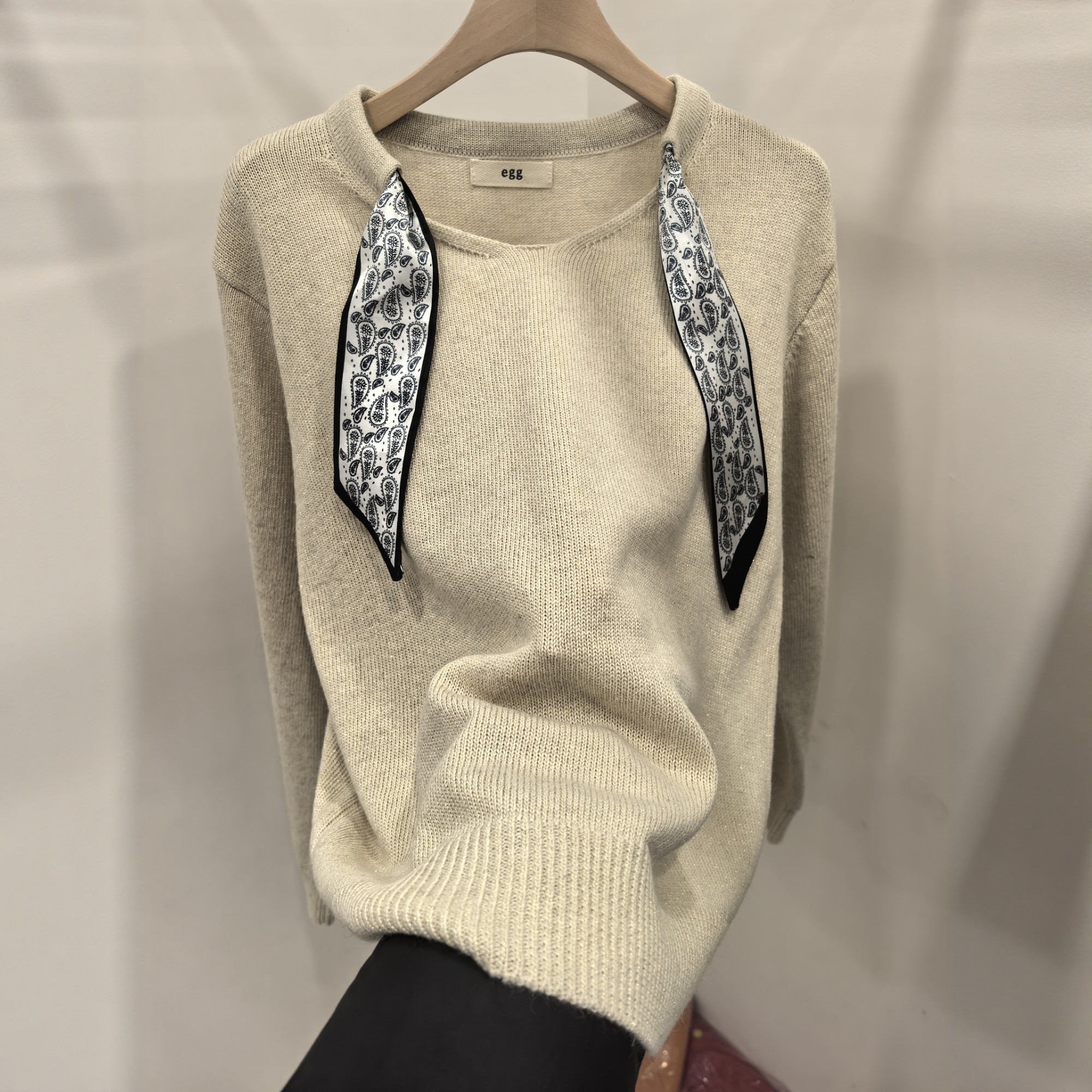 2025冬季新款韩版宽松系带丝巾亮丝浣熊绒羊毛针织衫女毛衣打底衫,淘宝优惠券,粉丝福利购,淘宝优惠卷