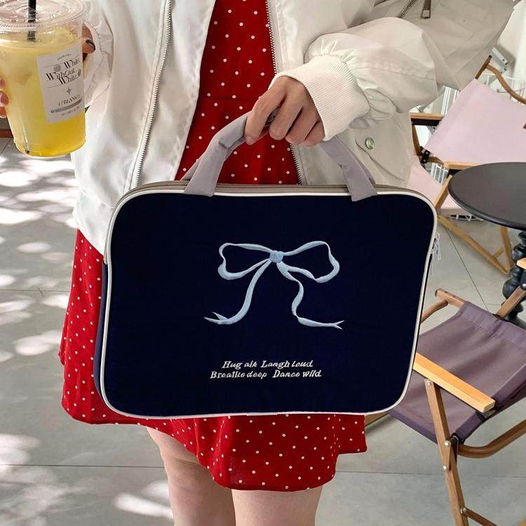 可爱刺绣ins蝴蝶结手提笔记本电脑包适用于联想小新13.3华为荣耀14寸15.6苹果pro15.3寸平板ipad11保护套,淘宝优惠券,粉丝福利购,淘宝优惠卷