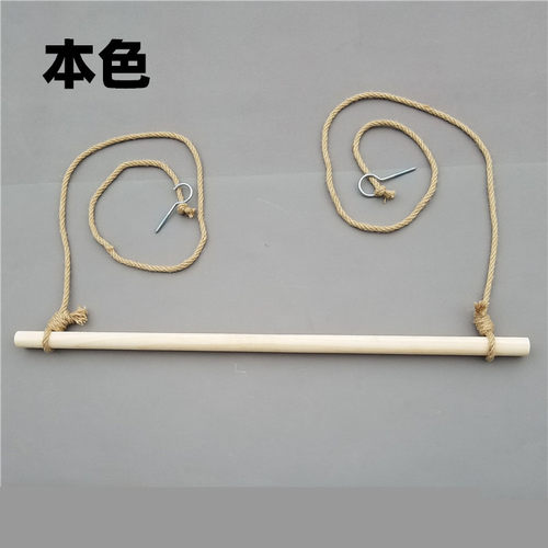 麻绳木棍吊架服装店展示架吊挂衣架钢丝悬挂衣杆壁挂上墙服装货架 - 图2