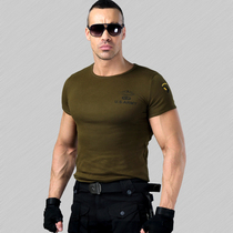 Co-Allied Outdoor Army fan Mens short sleeves Elastic Tight T-shirt Body Shaping Type Mens Short Sleeve Jersey Summer