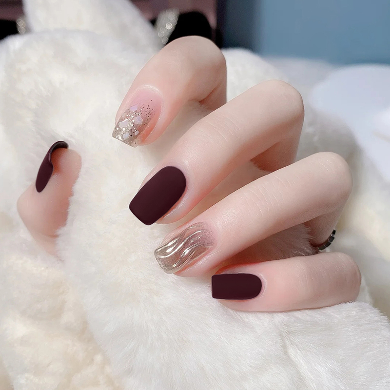 磨砂封层梅子色光疗甲油胶美甲店专用秋冬莫兰迪流行车厘子酒红色 - 图2