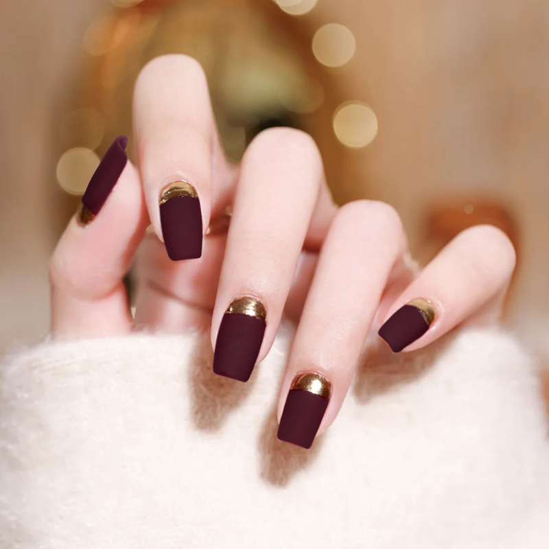 磨砂封层梅子色光疗甲油胶美甲店专用秋冬莫兰迪流行车厘子酒红色 - 图0