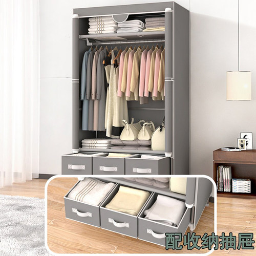 衣柜简易组装家用布衣柜卧室出租房用宿舍收纳柜结实耐用布艺衣橱 - 图2