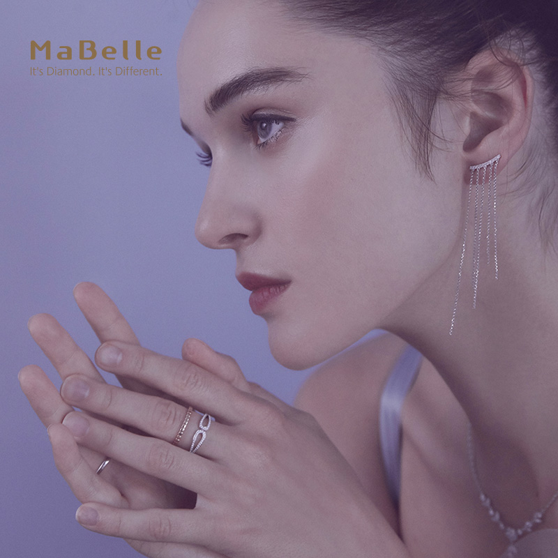 MaBelle/玛贝尔18K红白金 双排简约款钻石戒指 个性 简约 时尚 - 图1