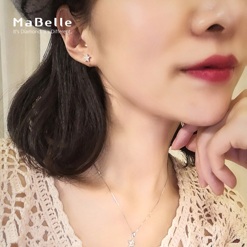 MaBelle/玛贝尔18K白金星形切割工艺钻石项链项链长度40CM-图2