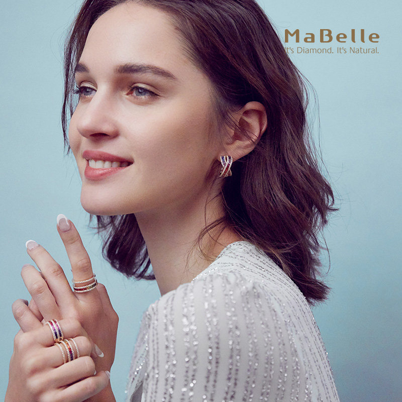 MaBelle/玛贝尔轻潮彩宝 18K红金 彩蓝宝钻石耳钉 多巴胺活泼靓丽,淘宝优惠券,粉丝福利购,淘宝优惠卷