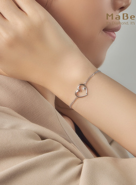 玛贝尔爱心925银钻石钻石手链