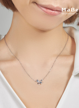 玛贝尔蝴蝶结925银40厘米项链