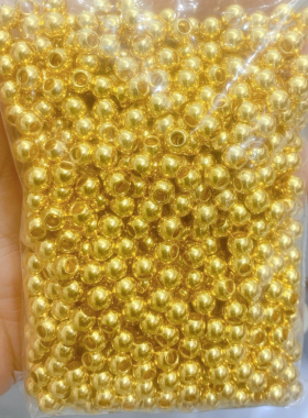 3D硬金小金珠999足金珠子黄金转运珠串珠纯金光面古法碎金方糖