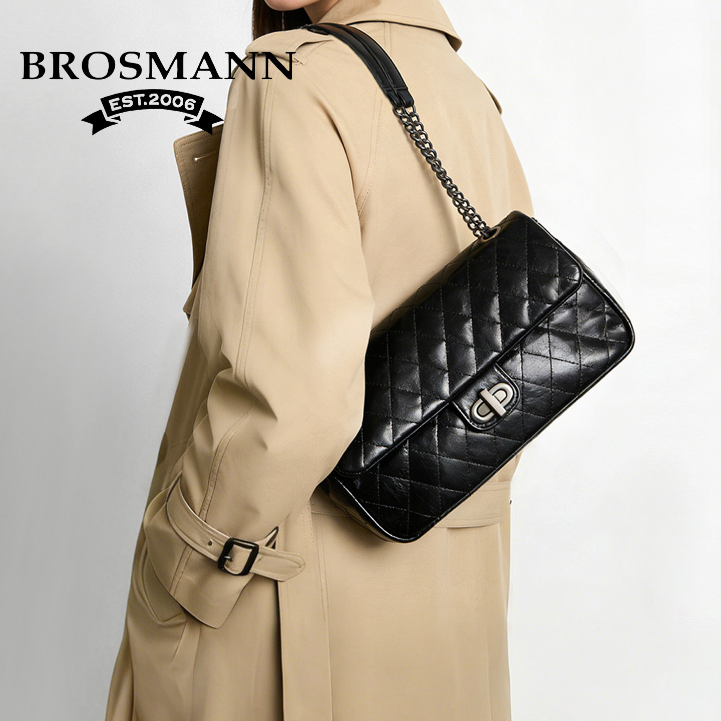 宝舒曼新款牛皮女士斜挎包大牌通勤大容量腋下包轻奢真皮链条包女,淘宝优惠券,粉丝福利购,淘宝优惠卷