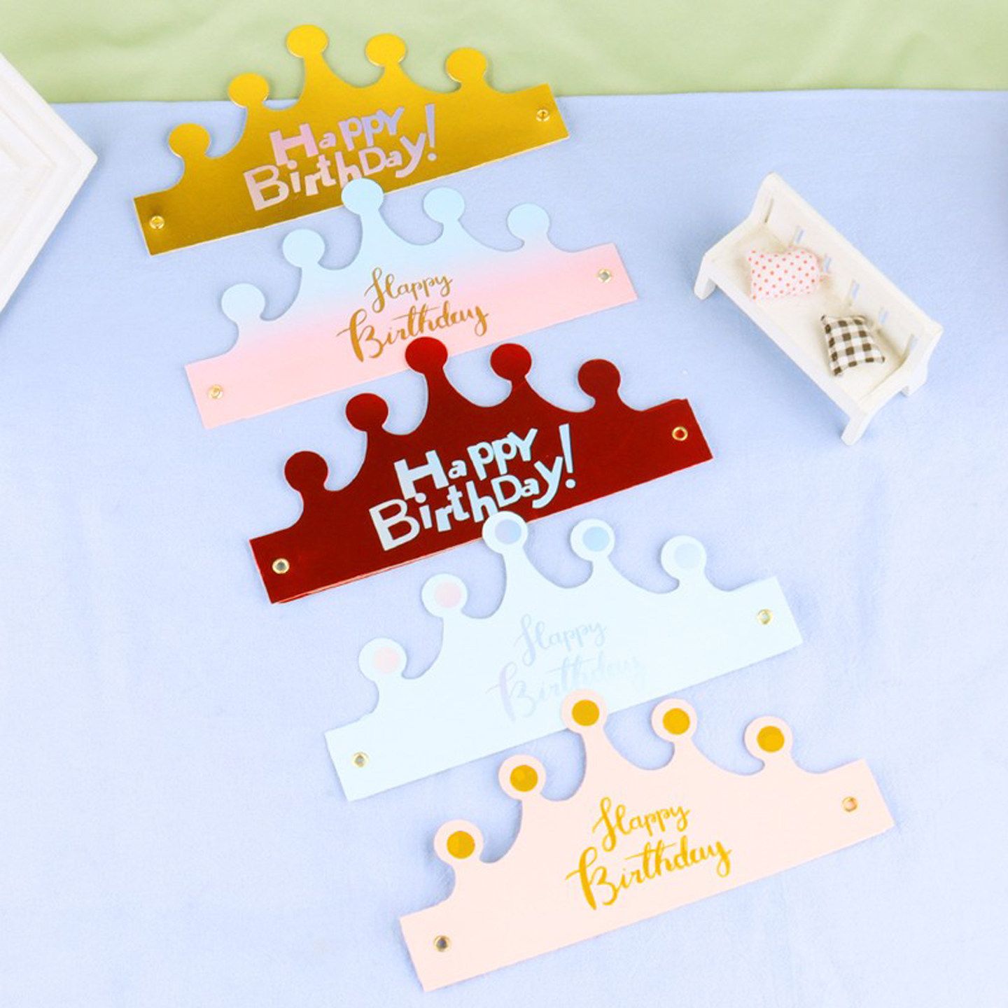 折叠生日帽子批金色皇冠发快乐蛋糕2023独立头冠成人款包装定制盒 - 图2