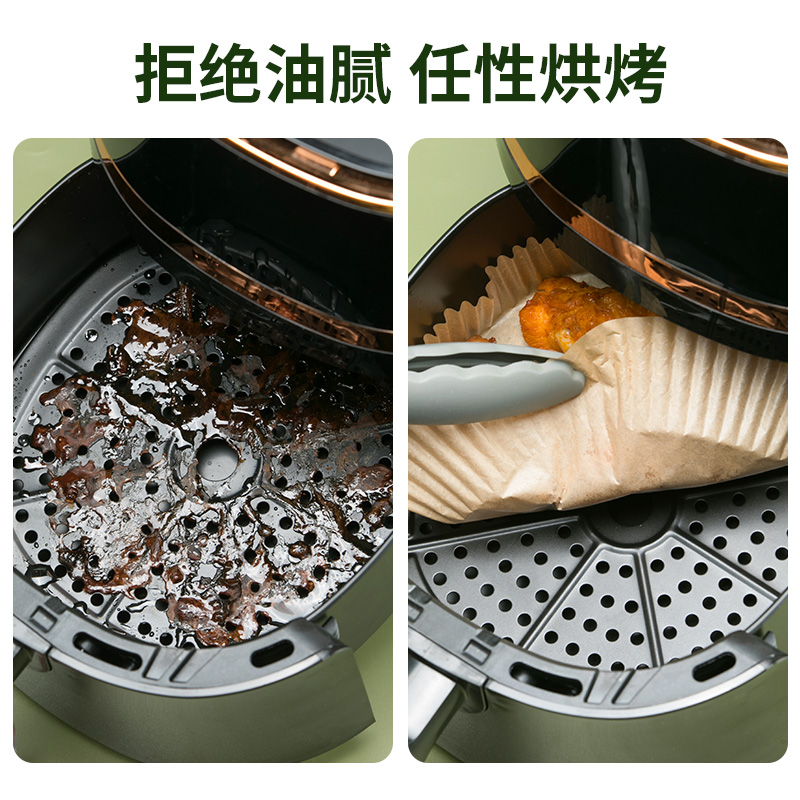 茶花空气炸锅专用吸油纸食品级家用烘焙烧烤工具圆形硅油纸锡纸盘 - 图1