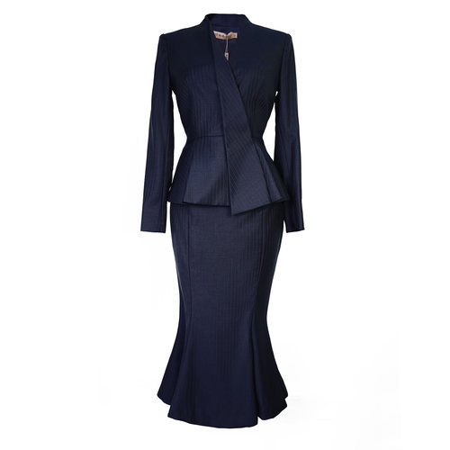 颈袖添香秋新款职业套装女裙修身女士气质时尚名媛长袖包臀 - 图3