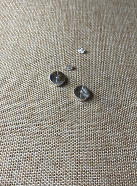 女士 青花瓷耳钉 老瓷片耳饰 925银 手工饰品 简约流行 古瓷首饰