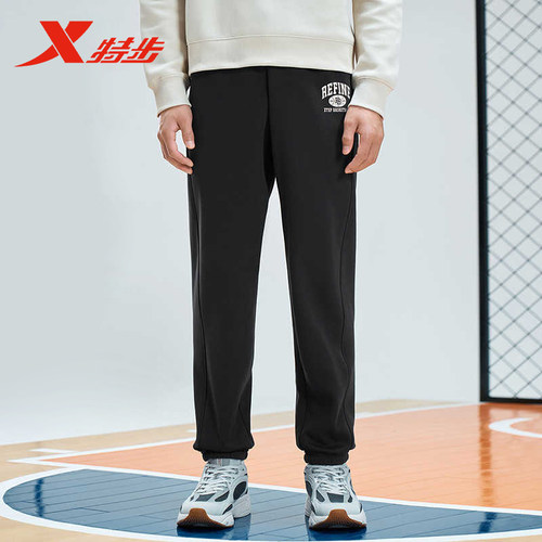 特步男子针织长裤2024冬季新款宽松休闲加绒针织长裤976429630081 - 图2