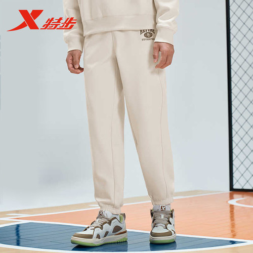 特步男子针织长裤2024冬季新款宽松休闲加绒针织长裤976429630081 - 图1