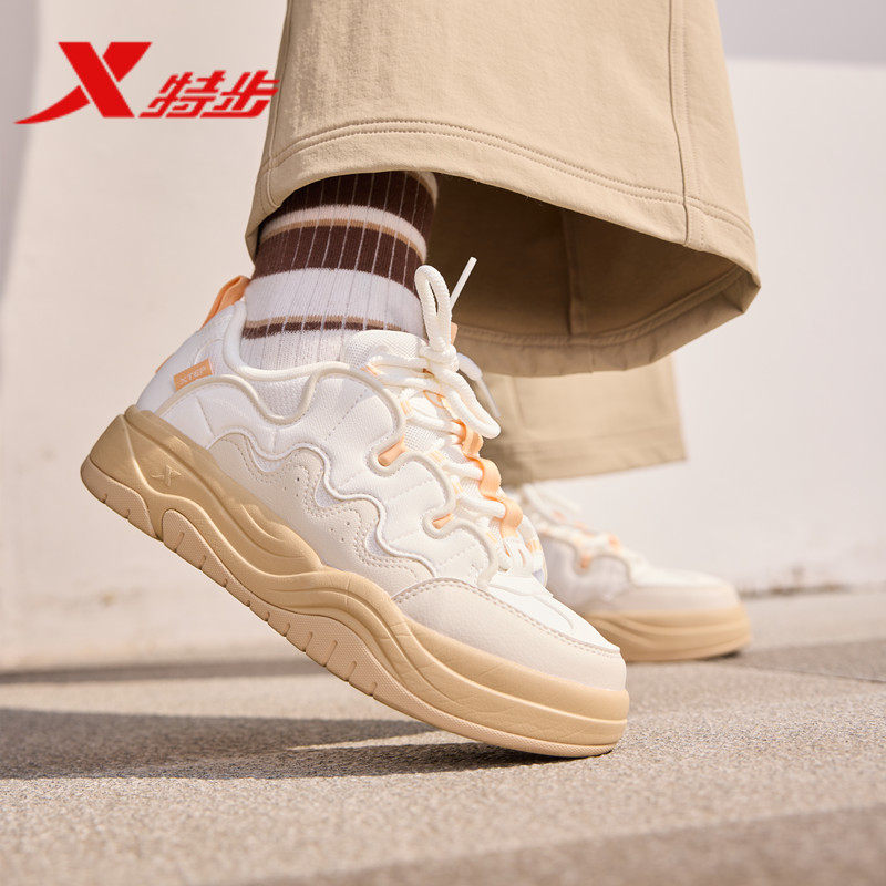 特步华夫鞋女子板鞋2025冬季新款休闲轻便运动板鞋975418310015,淘宝优惠券,粉丝福利购,淘宝优惠卷