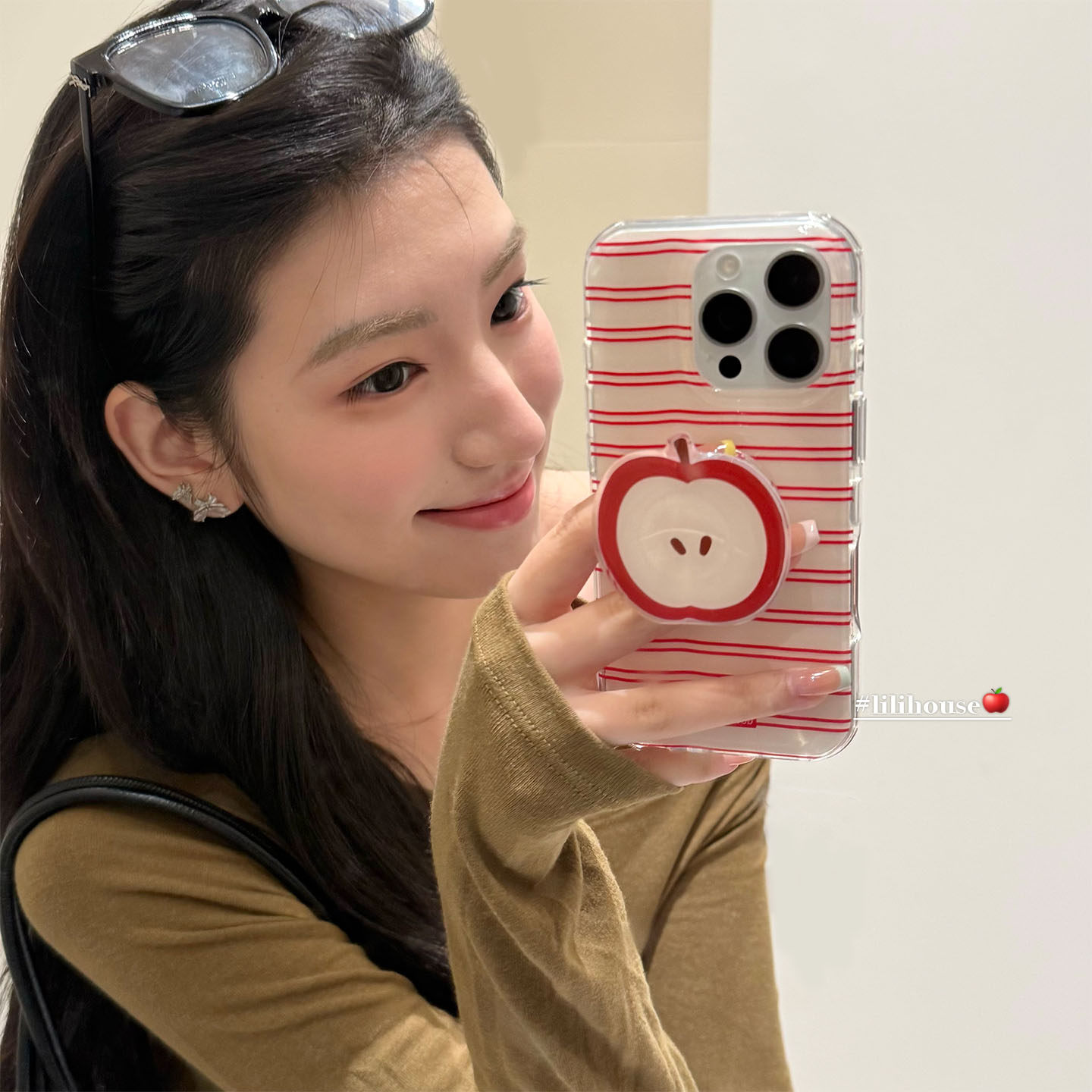 lilihouse韩国ins小众简约条纹红苹果支架15适用17pro苹果17ProMax手机壳iPhone16全包17新款14Pro保护套13女,淘宝优惠券,粉丝福利购,淘宝优惠卷