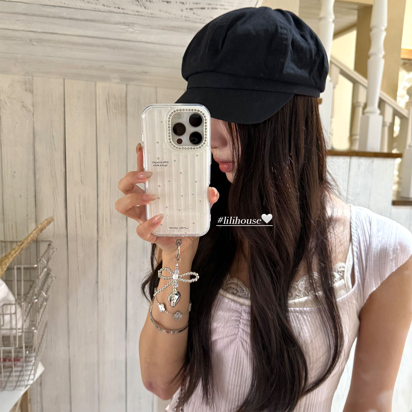 lilihouse韩国ins少女闪钻条纹星星爱心挂件15适用17pro苹果17ProMax手机壳iPhone16全包17新款14Pro保护套13 - 图2