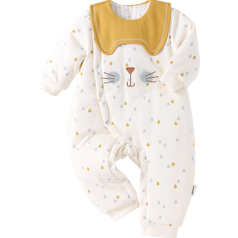 新生婴儿夹棉秋冬季幼儿冬装哈衣 麦拉贝拉连身衣/爬服/哈衣