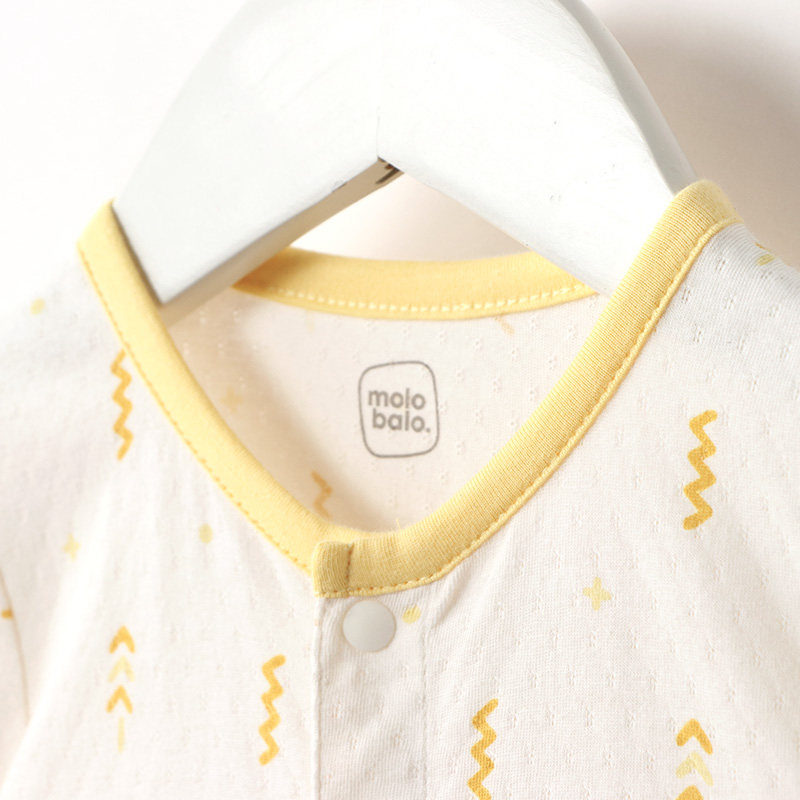 短袖纯棉夏装卡通新生幼儿衣服哈衣 爱笔笔母婴连身衣/爬服/哈衣