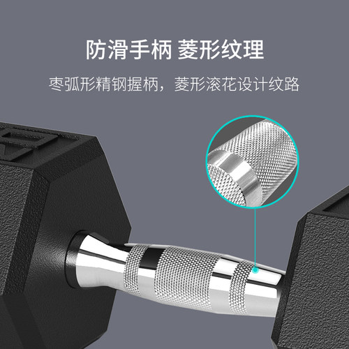 PROIRON/普力艾六角纯钢哑铃包胶男士健身哑铃家用健身房专用 - 图1