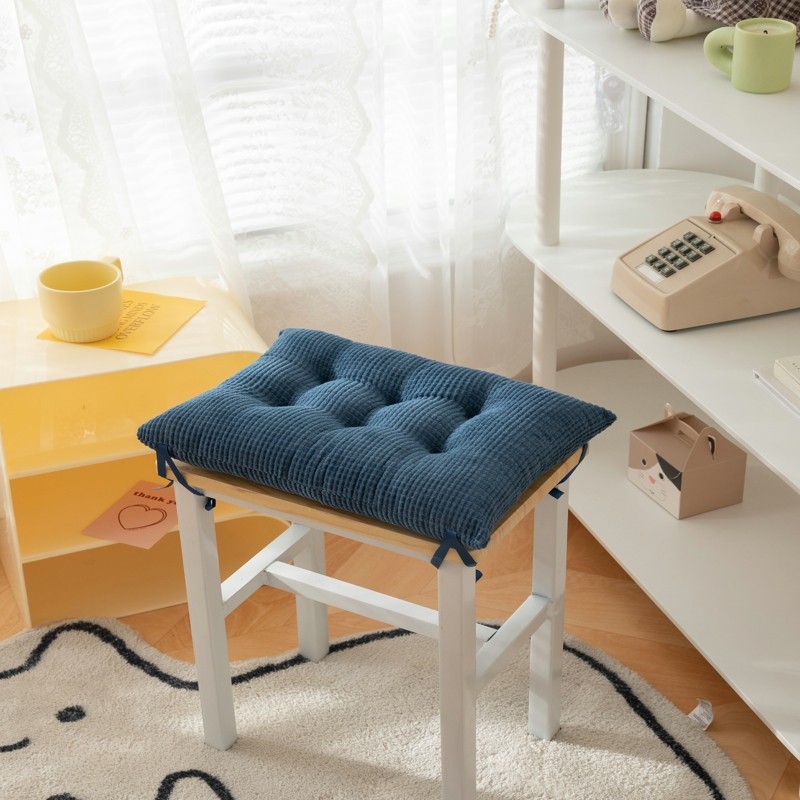 坐垫系带保暖加厚毛绒学生教室板凳长方形椅屁股垫软办公室餐椅垫