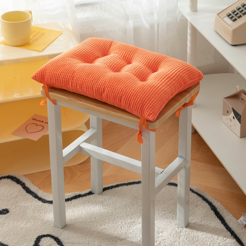 坐垫系带保暖加厚毛绒学生教室板凳长方形椅屁股垫软办公室餐椅垫