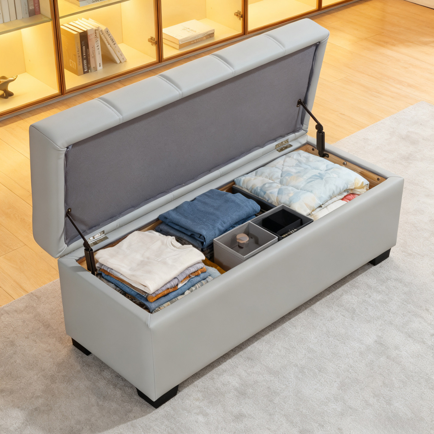 劳伦斯储物入户换鞋凳脚踏凳实木搁脚沙发凳真皮家用长条凳床尾凳,淘宝优惠券,粉丝福利购,淘宝优惠卷