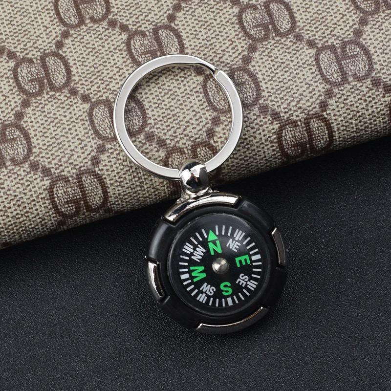 金属创意个性轮胎指南针圆形仿指南针指南针钥匙扣挂件可定制LOGO - 图1