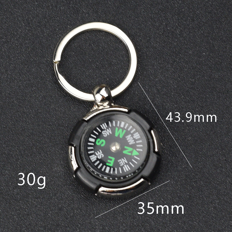 金属创意个性轮胎指南针圆形仿指南针指南针钥匙扣挂件可定制LOGO - 图0