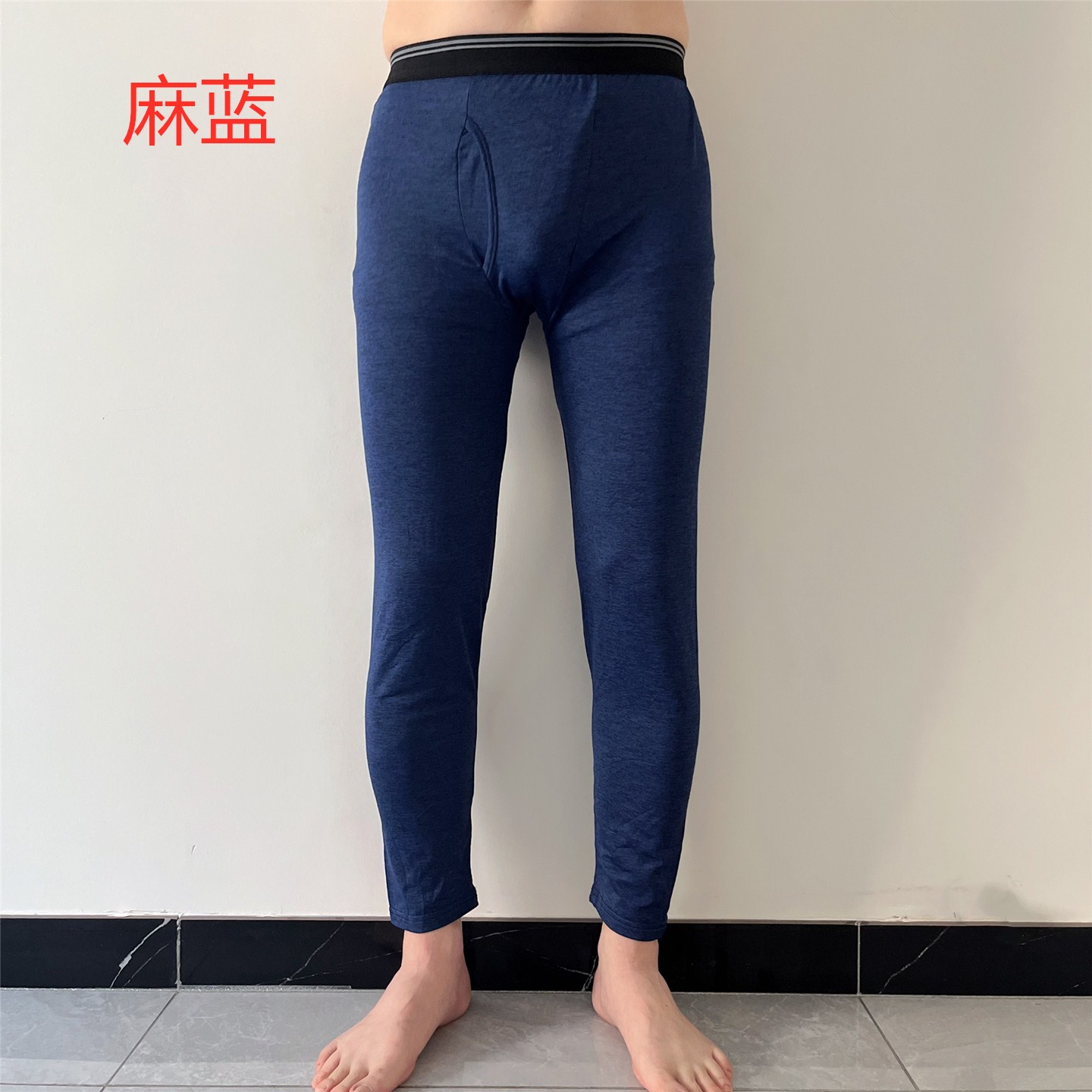 外贸日单秋冬速干保暖薄款男打底紧身长裤修身健身运动铲球9分裤 - 图1