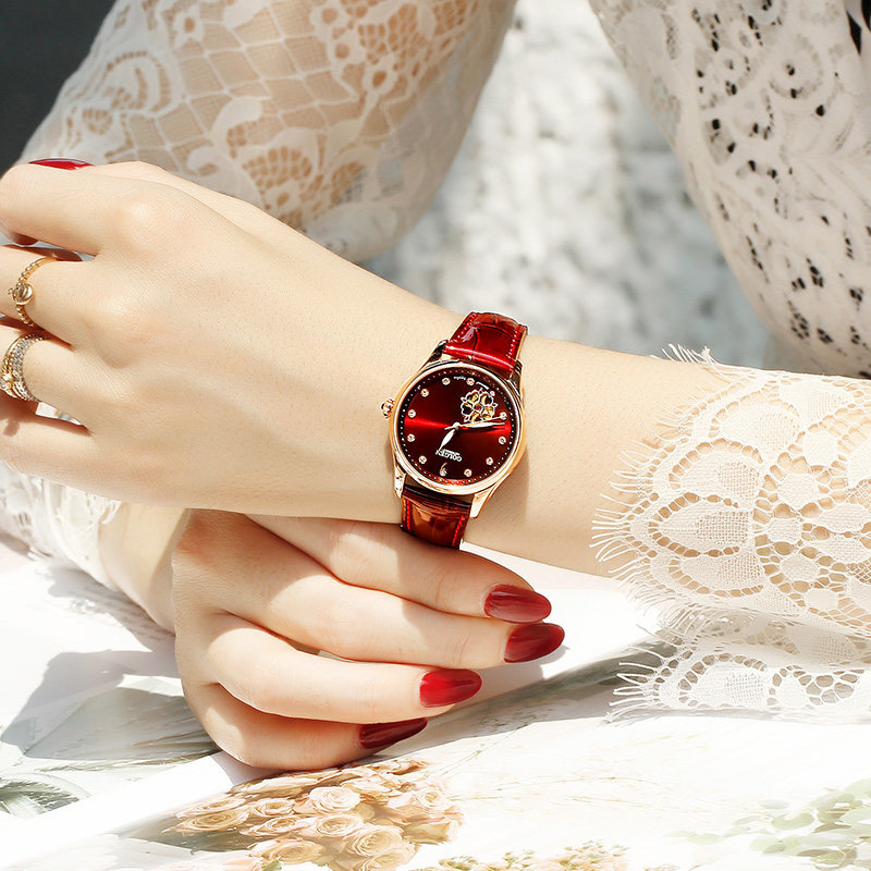 正品古尊女全自动镂空镶钻机械表 信艺晨手表国产腕表