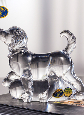 捷克进口BOgHEMIA水晶玻璃小动物摆件小乌龟小狗家居饰品日常送礼