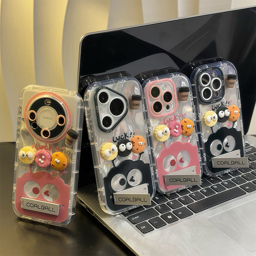 咖啡黑粉煤球适用华为pura80手机壳荣耀400保护套新款nova14羽纱mate70pro/畅享80防摔x70/magic8软壳畅玩60 - 图3