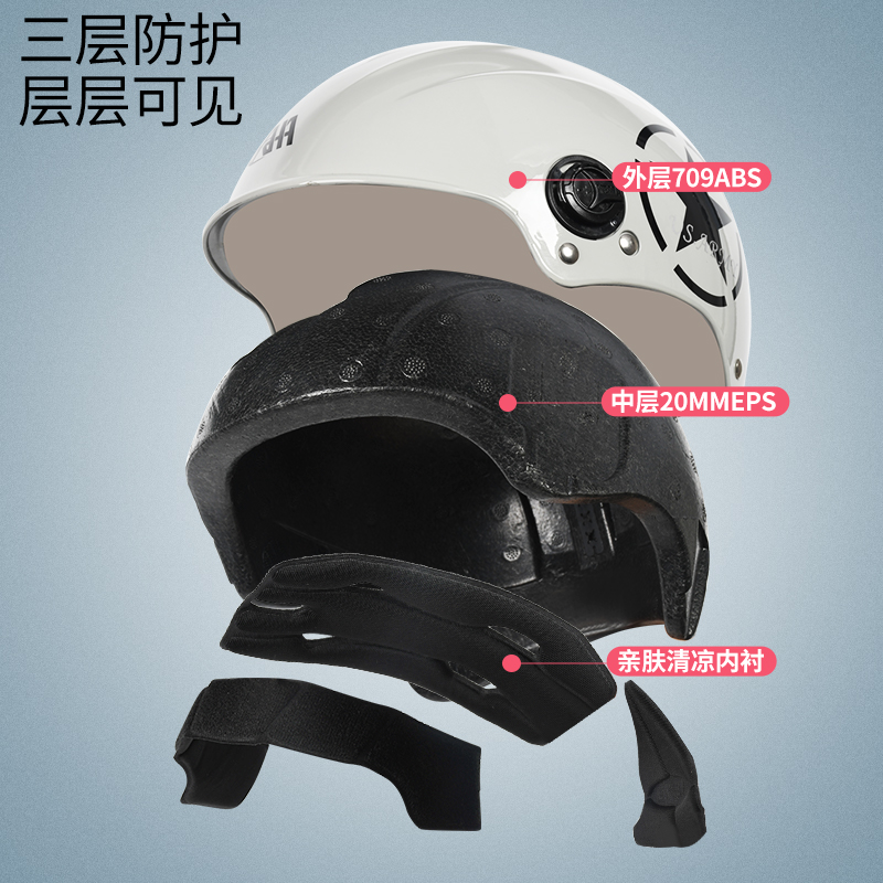 AHA野马3C认证电动车头盔夏季女士防晒四季通用男摩托半盔安全帽