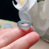 Natural jade square ring, blue and green small jade ring, fresh