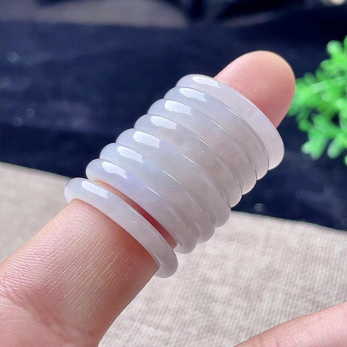 天然老坑A货翡翠小白戒指缅甸玉冰透淡绿底细边玉戒指玉指环可挑 - 图0