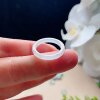 Natural jade thin edge ring milky white fresh jade ring