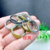 Natural grade A jadeite blue green yellow black chicken square ring