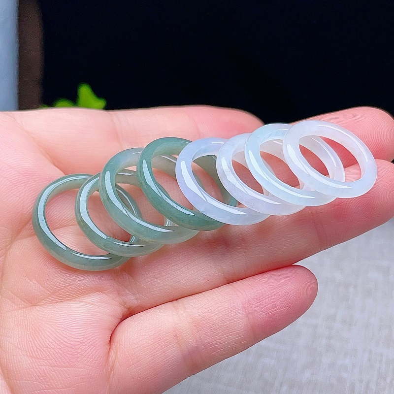 天然老坑A货翡翠小白戒指缅甸玉冰透淡绿底细边玉戒指玉指环可挑 - 图2