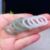 Natural jade white ring thin edge light green ring for men and women