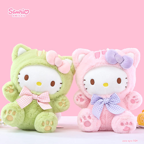 正版三丽鸥冬日喵喵hellokitty毛绒玩具哈喽kt公仔凯蒂猫玩偶礼物 - 图1
