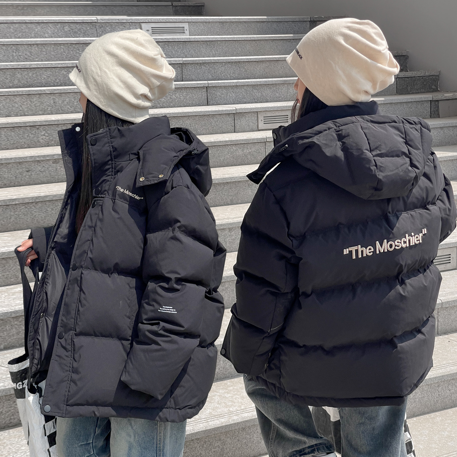 韩国儿童冬季羽绒服男童女童连帽加厚白鸭绒外套韩版时尚百搭外套 - 图1