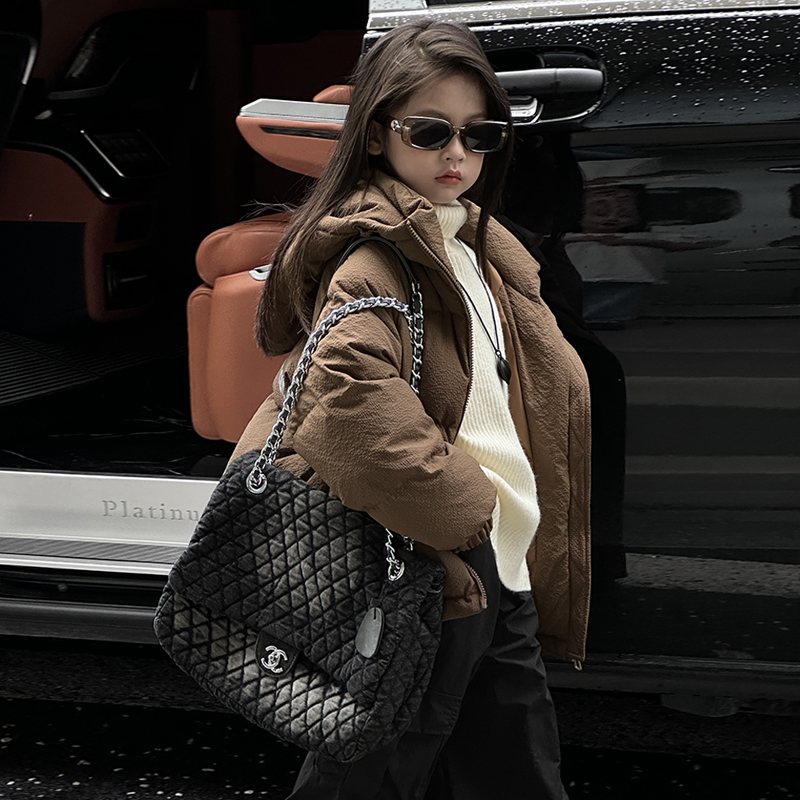 韩国新款儿童羽绒服泡泡格面包服女童男童宝宝短款加厚白鸭绒冬装