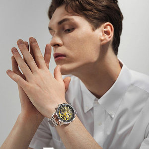 时刻美商务男款轻奢国产腕表学生手表十大气防水不锈钢带石英手表