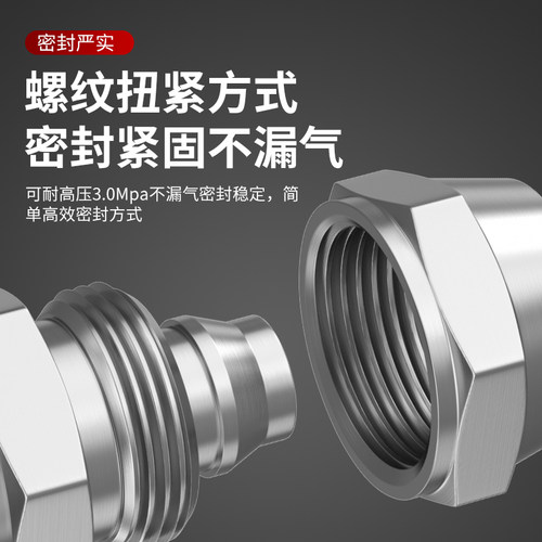 气动6mm软管锁母铜快拧气管快速接头PC8-02直通4-M5弯头三通四通 - 图3